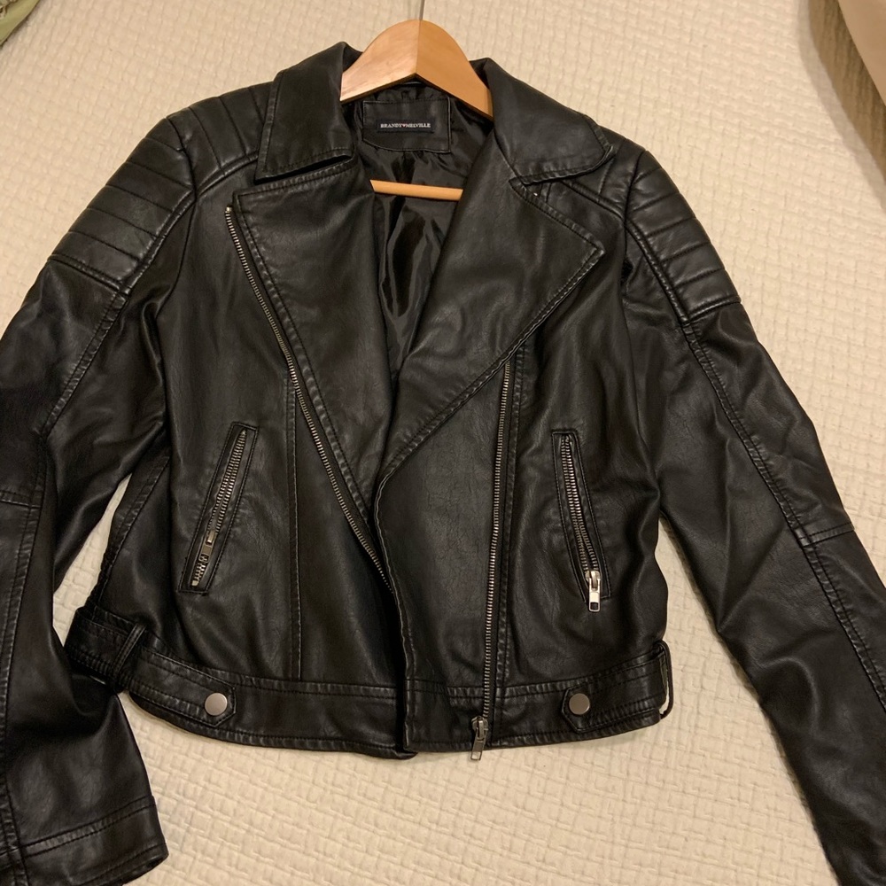 black leather jacket
